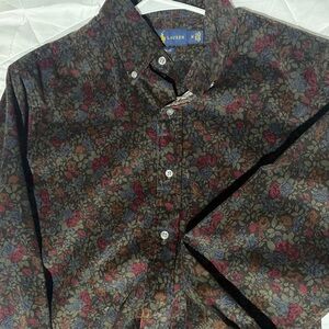 Ralph Lauren Men's Floral corduroy Button Down Shirt - Brown and Red